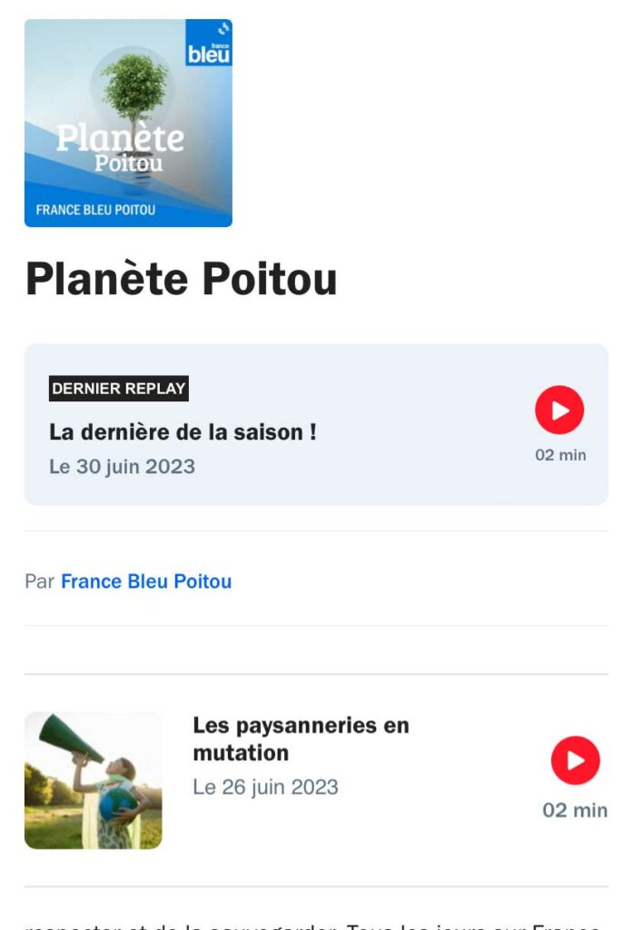 Article France bleu poitou Planète Poitou paysannons les paysanneries en mutation les herbes folles ferme collective poitou Thuré